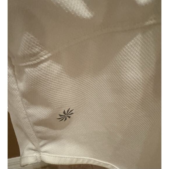 Athleta Hoodie Tunic Dress White Front Pockets Thumb Holes Sweatshirt Size L - Picture 2 of 8